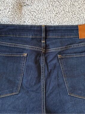 Lands' End Dark Indigo Wide-Leg Jeans with Contrast Stitching